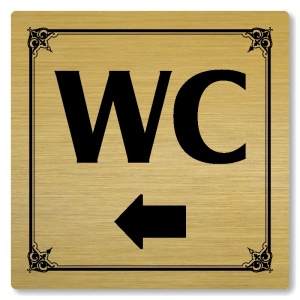 WC vlevo, 80x80mm, zlatá, Nebraska